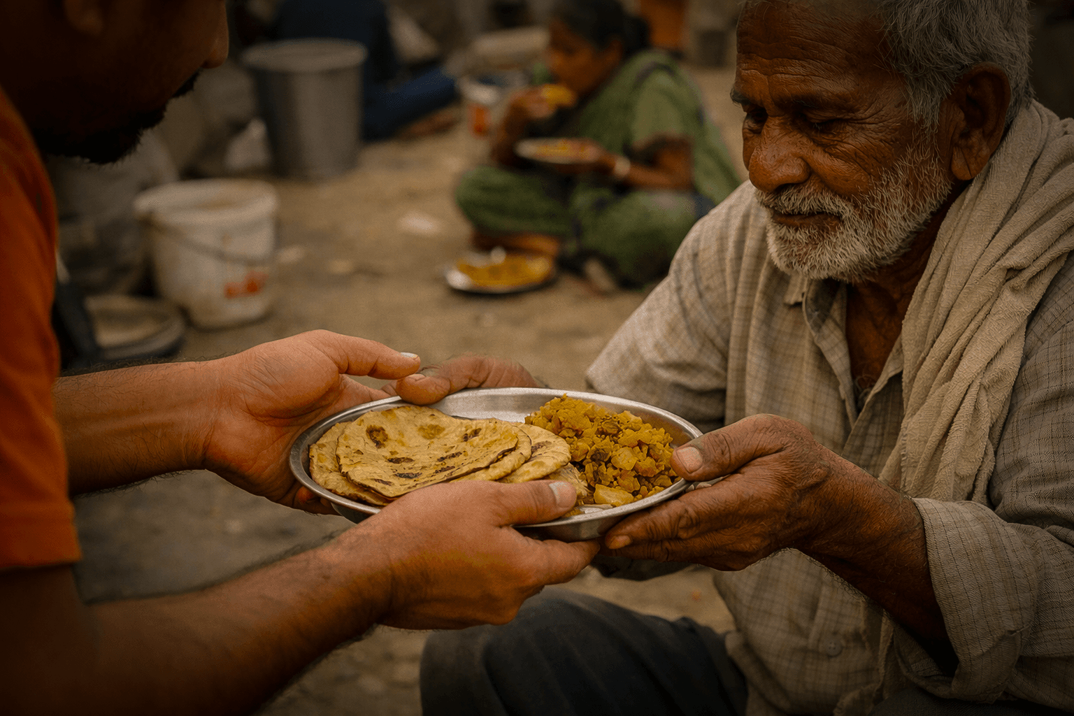 Volunteer preparing meals